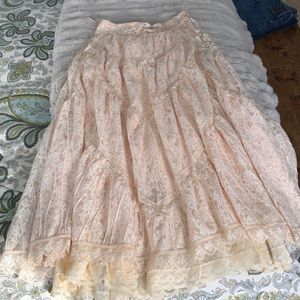 Free People “Annie Oakley” lace midi skirt